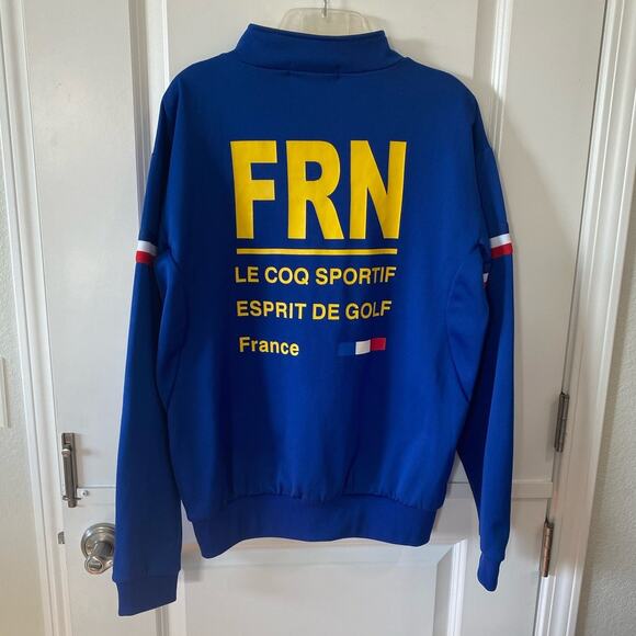 Le Coq Sportif Golf Men's Jacket Pullover 1/4 Zip Blue Yellow France Size Large - Picture 6 of 15